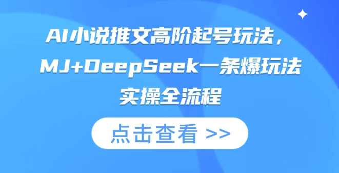 AI小说推文高阶起号玩法，MJ+DeepSeek一条爆玩法实操全流程-599资源坊