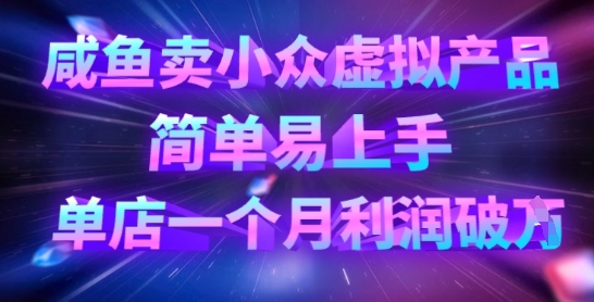 咸鱼卖小众虚拟产品，简单易上手，单店一个月利润破W-599资源坊
