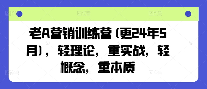 老A营销训练营(更25年3月)，轻理论，重实战，轻概念，重本质-599资源坊