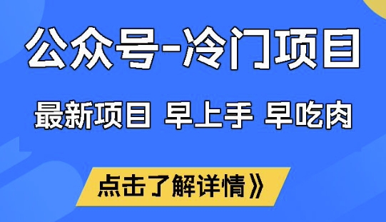 公众号冷门赛道，早上手早吃肉，单月轻松稳定变现1W【揭秘】-599资源坊