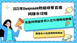 2025年Deepseek附能绿幕直播间挣米攻略无需拜师自学月入过W保姆级教程,最适合小白宝妈的轻创业-599资源坊