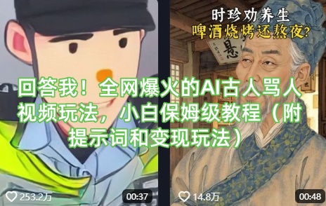 回答我！全网爆火的AI古人骂人视频玩法，小白保姆级教程（附提示词和变现玩法）-599资源坊