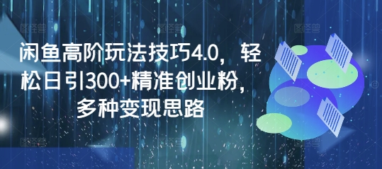 闲鱼高阶玩法技巧4.0，轻松日引300+精准创业粉，多种变现思路-599资源坊