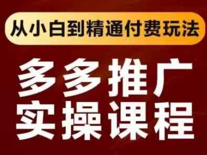 拼多多推广实操课程，从小白到精通付费玩法-599资源坊
