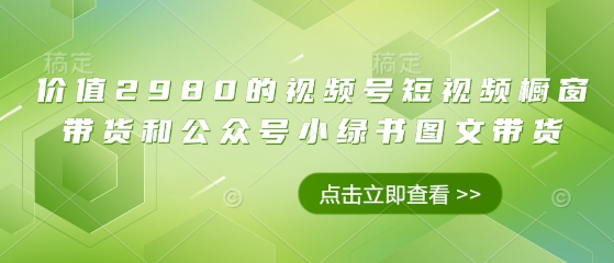 价值2980的视频号短视频橱窗带货和公众号小绿书图文带货-599资源坊