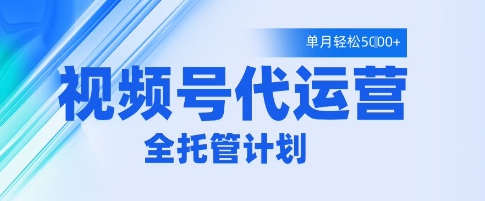 视频号代运营2.0，全程托管招募，单月轻松变现5k【揭秘】-599资源坊