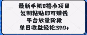 最新手机0撸小项目,复制粘贴即可挣钱,平台放量阶段,单日收益轻松3张+【揭秘】-599资源坊