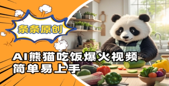 Ai熊猫吃饭爆火视频，条条原创，简单易上手-599资源坊
