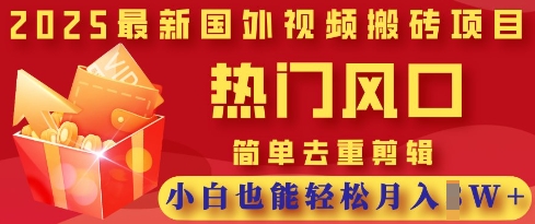2025最新视频搬砖项目，热门风口，简单去重剪辑，小白也能轻松月入过W-599资源坊