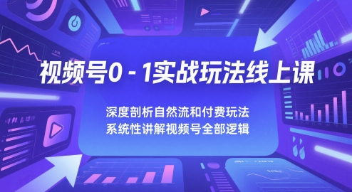 视频号0-1实战玩法线上课，深度剖析自然流和付费玩法，统性讲解视频号全部逻辑-599资源坊