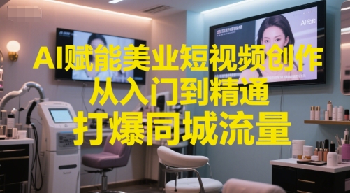 AI赋能美业短视频创作，从入门到精通，打爆同城流量，超级AI工具短视频实操落地-599资源坊