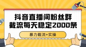 抖音直播间粉丝群暴力截流,一台电脑每天稳定2000条数据【揭秘】-599资源坊