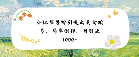 小红书男粉引流项目之美女账号6，简单制作，条条爆款原创，不违规-599资源坊
