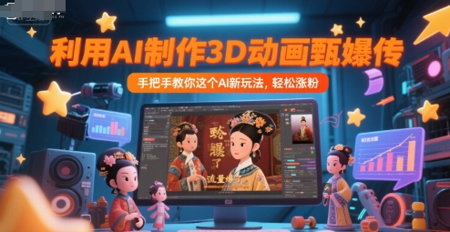 利用AI制作3D动画甄嬛传，流量爆了，手把手教你这个AI新玩法，轻松涨粉-599资源坊