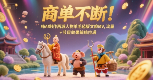 商单不断！纯AI制作西游人物羊毛毡版文旅MV，流量+节目效果统统拉满-599资源坊