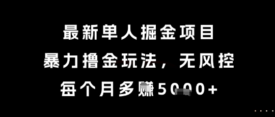 最新单人掘金项目，暴力撸金玩法，无风控，每个月多挣5k+【揭秘】-599资源坊