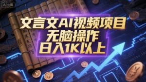 文言文AI视频项目,无脑操作,日入1K以上-599资源坊