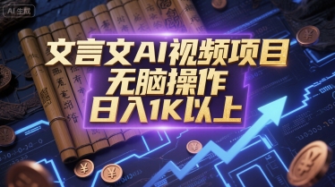 文言文AI视频项目，无脑操作，日入1K以上-599资源坊