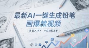 最新AI一键生成铅笔画爆款视频,多平台分发,日 入1k+,小白轻松上手【揭秘】-599资源坊
