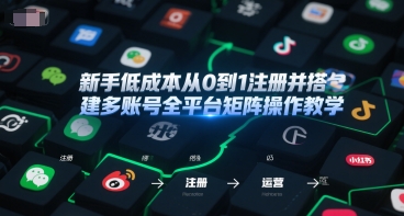 新手低成本从0到1注册并搭建多账号全平台矩阵操作教学，手机号-邮箱-IP-工具-599资源坊