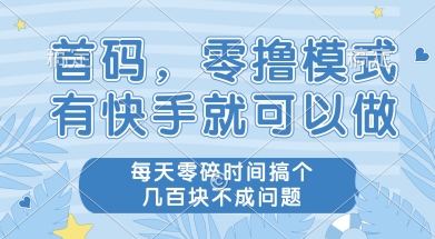 首码零撸项目，有快手就可以做，每天业务时间搞个几张不是问题【揭秘】-599资源坊