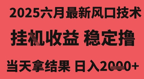 2025六月最新风口技术，无人挂G撸礼物，长期稳定 一个小时收益2k+，小白当天拿结果【揭秘】-599资源坊