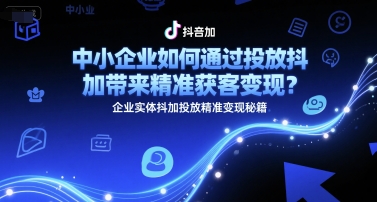 中小企业如何通过投放抖加带来精准获客变现？企业实体抖加投放精准变现秘籍-599资源坊