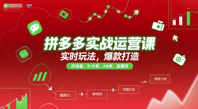 拼多多实战运营课，实时玩法，爆款打造，改销量，补大单，AB单，直播等（更新2025月）-599资源坊