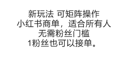 可矩阵操作，小红书商单新玩法，适合所有人，无需粉丝门槛，1粉丝也可以接单-599资源坊