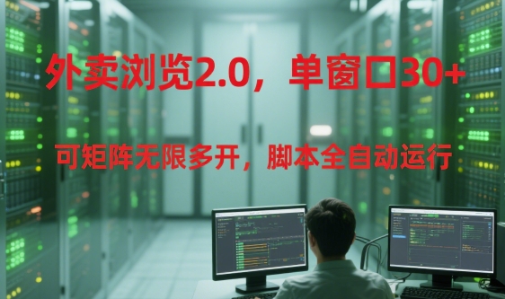 外卖浏览2.0，单窗口30+可矩阵无限多开，脚本全自动运行【揭秘】-599资源坊