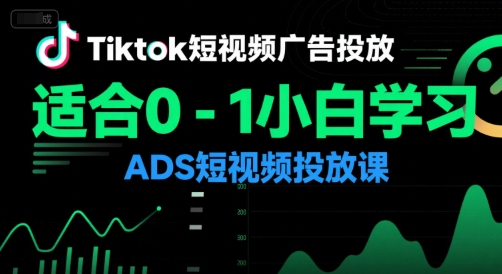 Tiktok短视频广告投放，适合0-1小白学习ADS短视频投放课-599资源坊