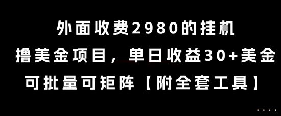 外面收费2980的挂G撸美金项目，单日收益30+美金，可批量可矩阵【揭秘】-599资源坊