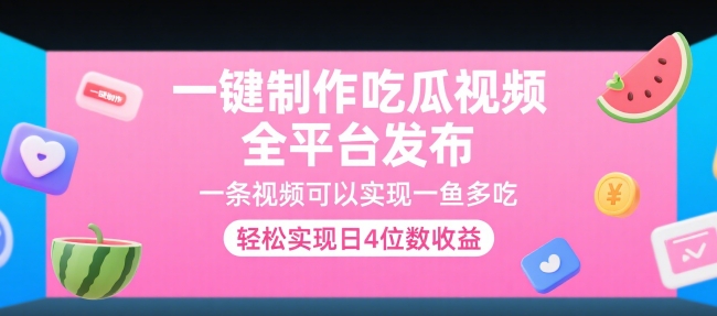 一键制作吃瓜视频，全平台发布，一条视频可以实现一鱼多吃，轻松实现日4位数收益【揭秘】-599资源坊