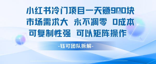 小红书冷门项目一天收益9张，市场需求大，0成本，可复制性强可以矩阵操作-599资源坊