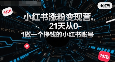 小红书涨粉变现营，21天从0-1做一个挣钱的小红书账号-599资源坊