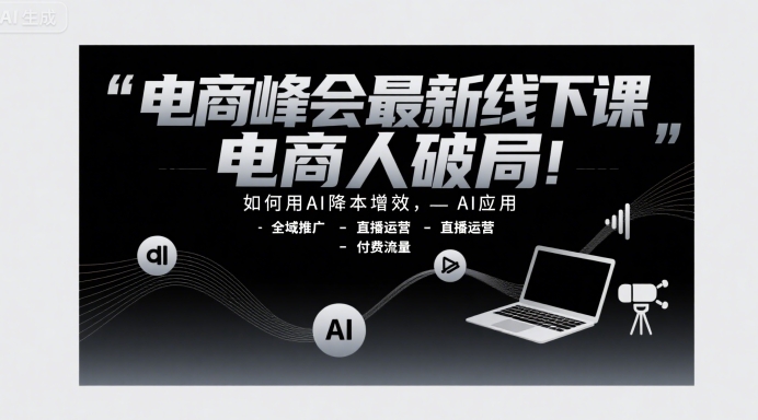 电商峰会最新线下课，电商人破局，如何用AI降本增效，AI应用-全域推广-直播运营-付费流量-599资源坊