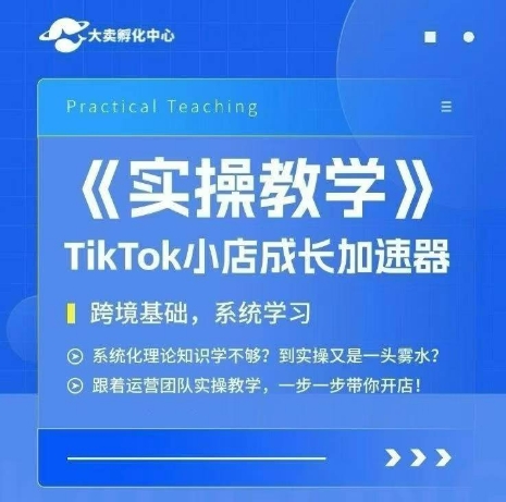 大卖家孵化中心TikTok实操课，TikTok小店成长加速器，跨境基础系统学习，一步一步带你开店-599资源坊
