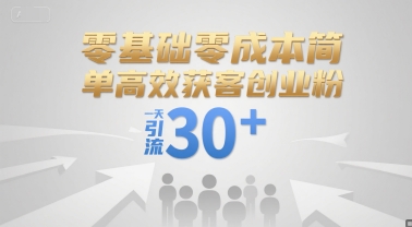 零基础零成本简单高效获客创业粉，一天引流30+-599资源坊