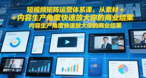 短视频矩阵运营体系课，从素材+内容生产角度快速放大你的商业结果-599资源坊