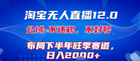 淘宝无人直播12.0，不封号，不违规，布局下半年旺季赛道，日入1k+(独家技术)【揭秘】-599资源坊
