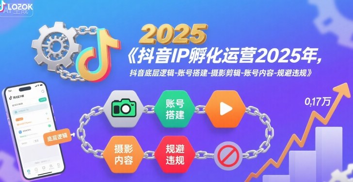 抖音IP孵化运营2025年，抖音底层逻辑-账号搭建-摄影剪辑-账号内容-规避违规-599资源坊