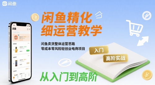 闲鱼精细化运营入门+高阶实战教学，闲鱼卖货整体运营思路，零成本零风险轻创业电商项目-599资源坊