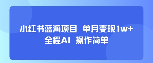 小红书蓝海项目 单月变现1w+ 全程AI 操作简单-599资源坊