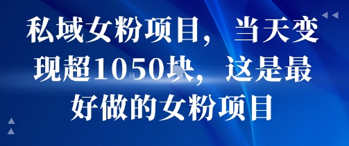 私域女粉项目，当天变现超1k，这是最好做的女粉项目，可放大操作-599资源坊