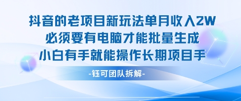 老项目新玩法单月收入2W小白有手就能操作长期项目-599资源坊