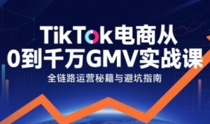 TikTok电商从0到千万GMV实战课,从0到1拆解实战秘籍-599资源坊