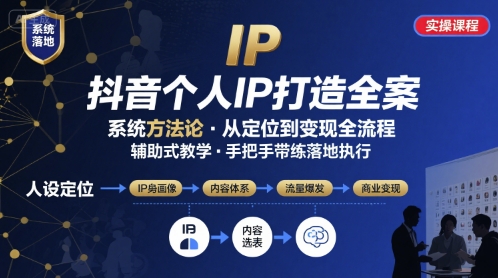 抖音个人IP系统落地实操大课，实操课程，辅助落地-599资源坊