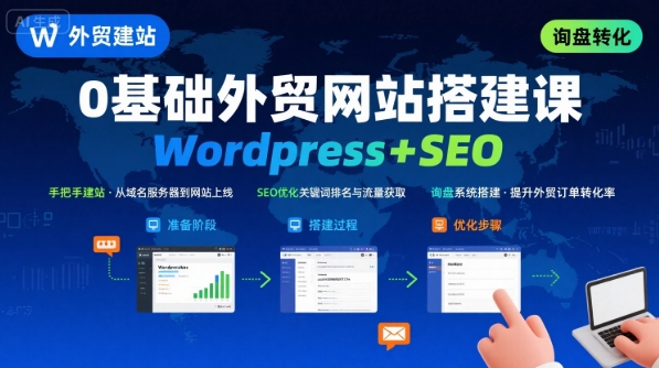 WordPress外贸建站+SEO优化课程，手把手教你从0到1搭建可获得询盘的外贸网站-599资源坊