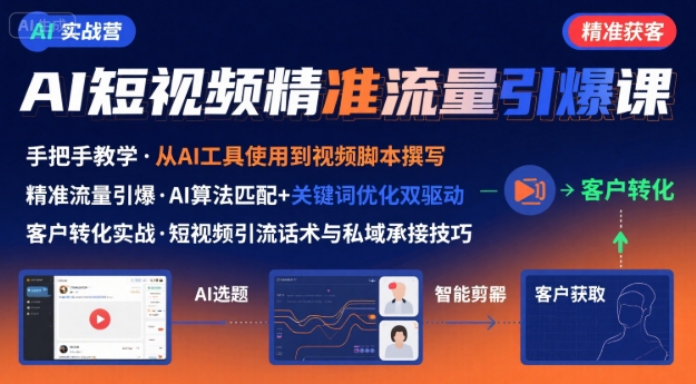 AI+短视频引爆精准客户实战营，手把手教你引爆Ai短视频精准流量-599资源坊