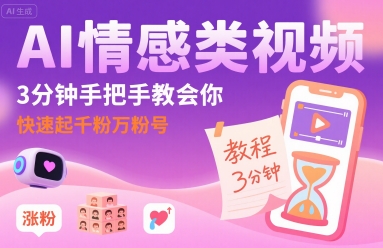 AI情感类视频，3分钟手把手教会你，快速起千粉万粉号-599资源坊